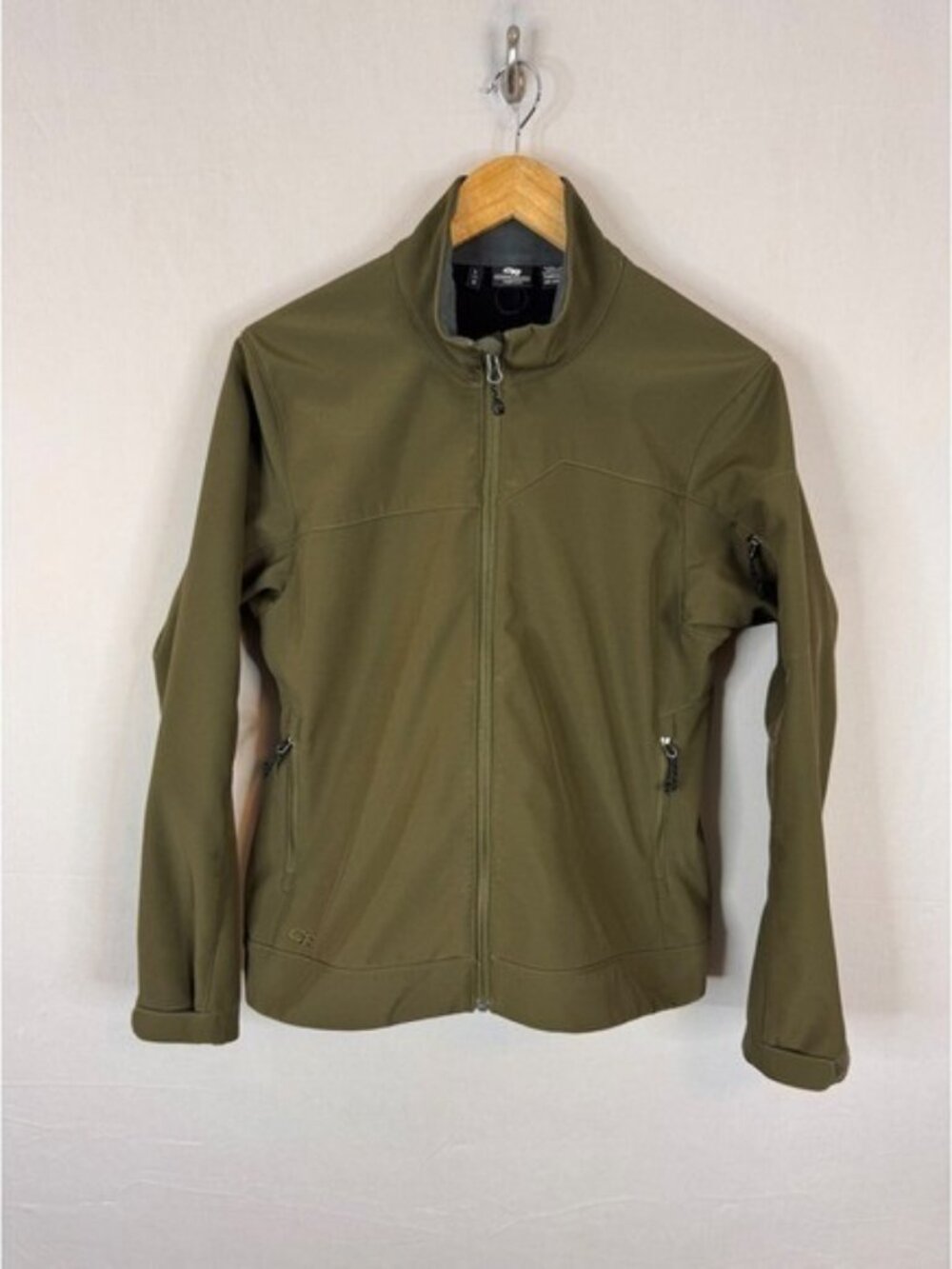 Outdoor Research Womens Olive Green Softshell Fleece Lined Jacket Large